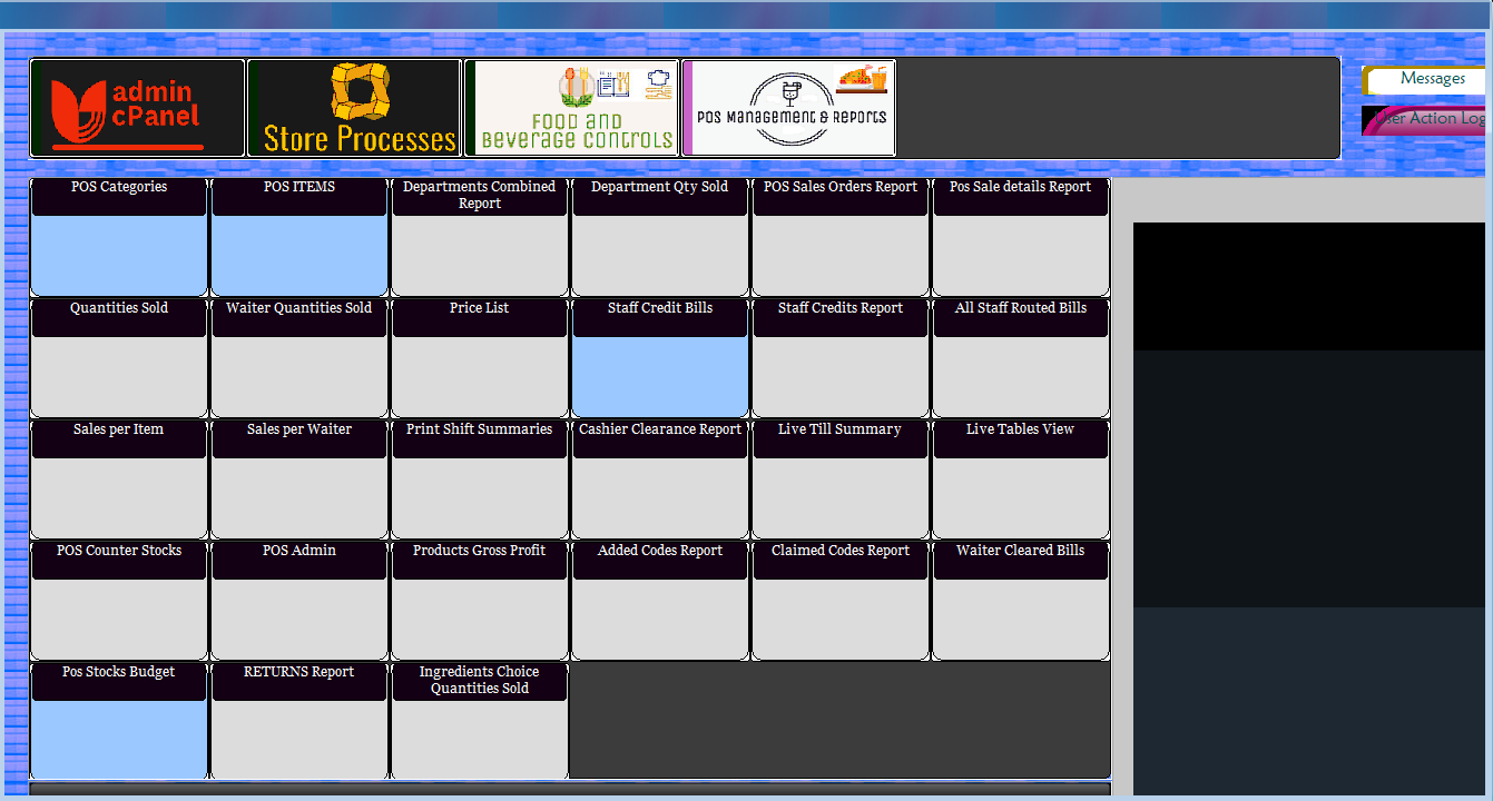 POS Management &amp; reports section