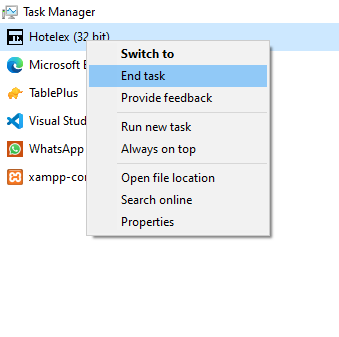 terminating hotelex via task manager