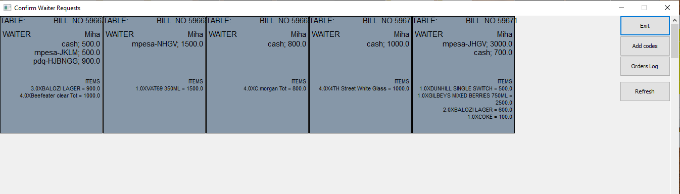 Forwarded bills window