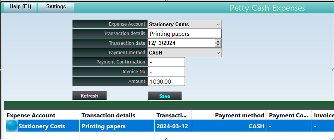 Petty Cash Expenses