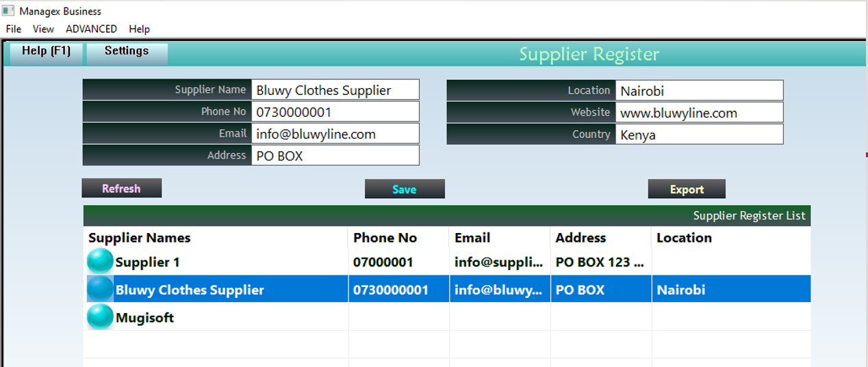 Supplier Register