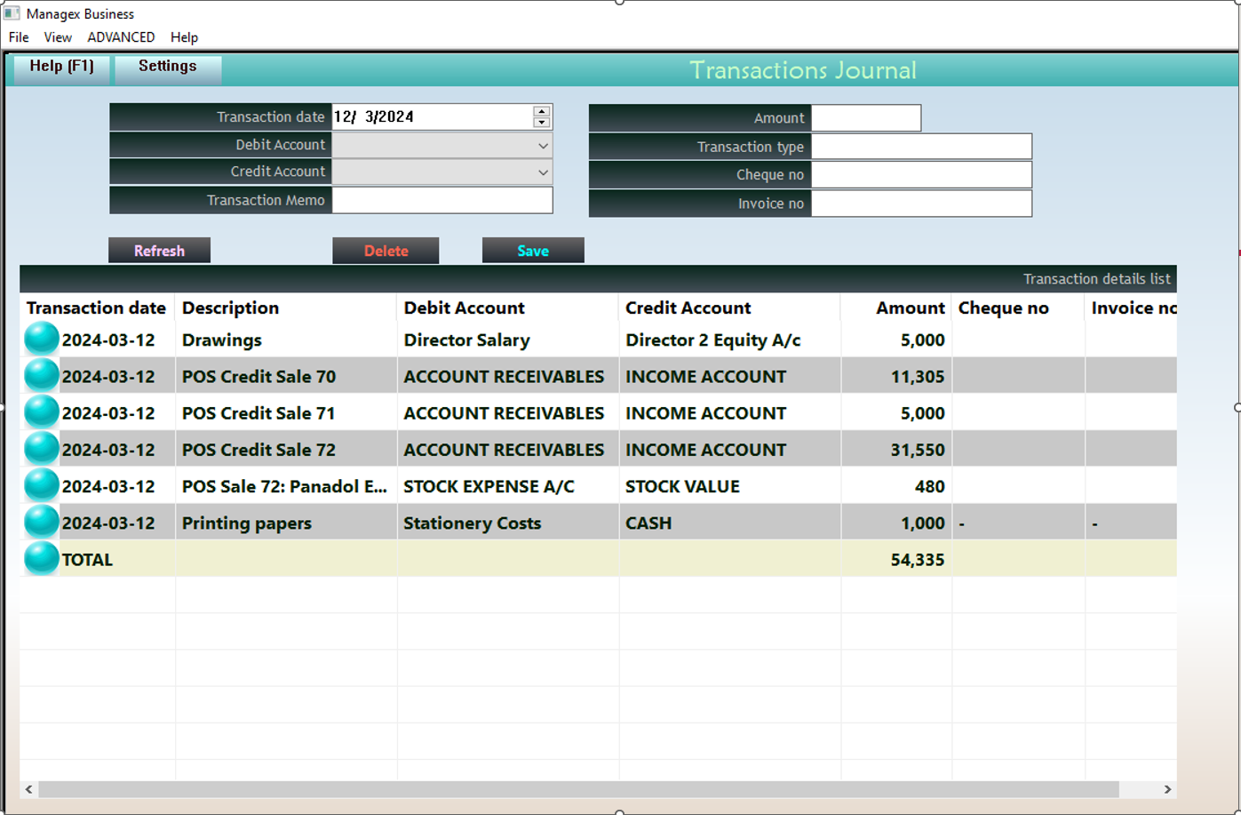 Transactions Journal