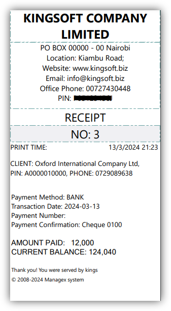 Sample Receipt